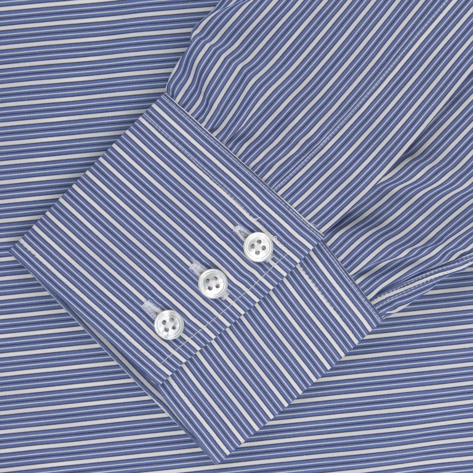 View 2 of product Navy Rich Stripe Shirt with T&A Collar and 3-Button Cuffs