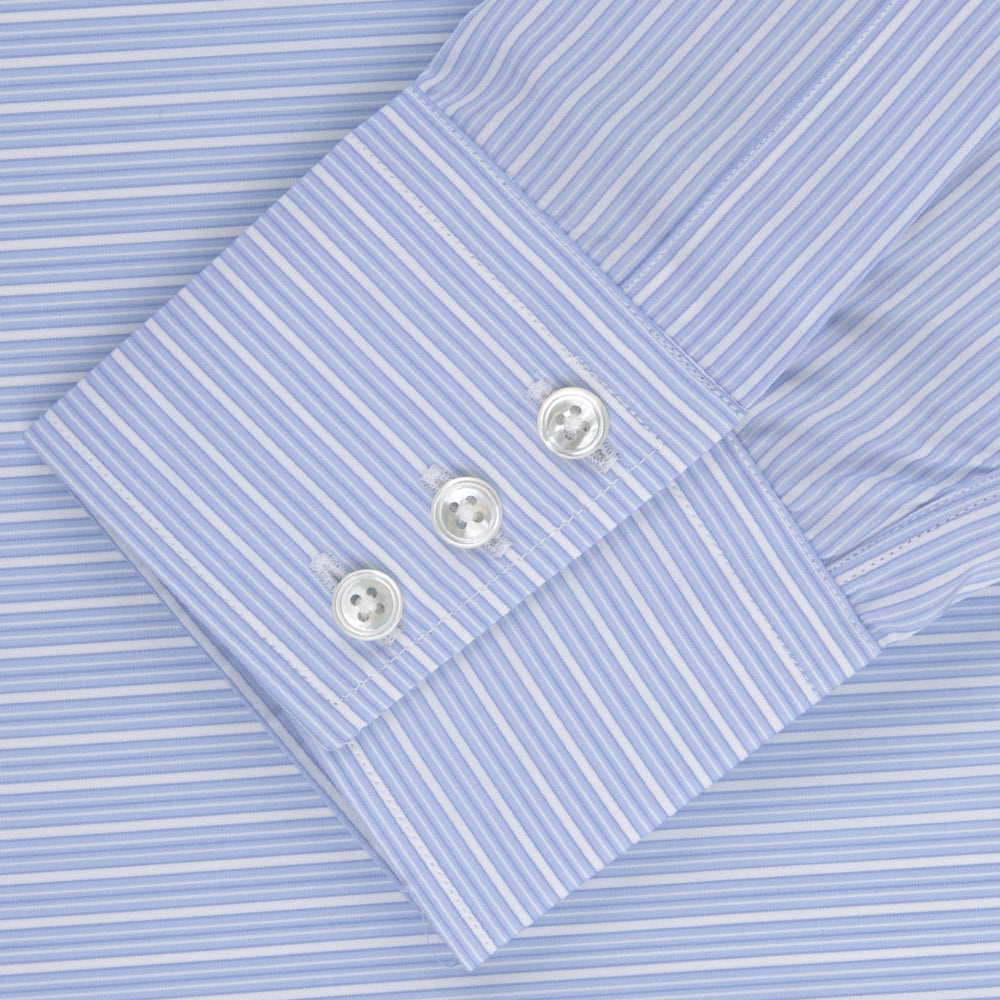 Light Blue Rich Stripe Shirt with T&A Collar and 3-Button Cuffs