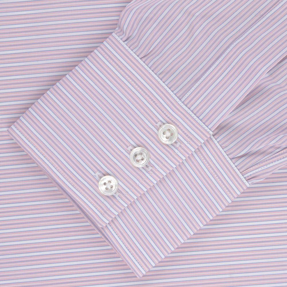 Navy & White Lyocell Stripe Holiday Fit Shirt