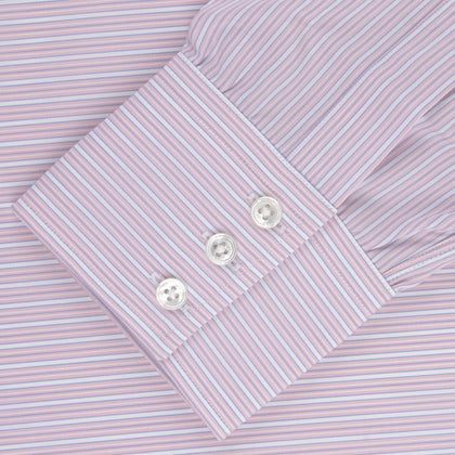 Navy & White Lyocell Stripe Holiday Fit Shirt Image 1