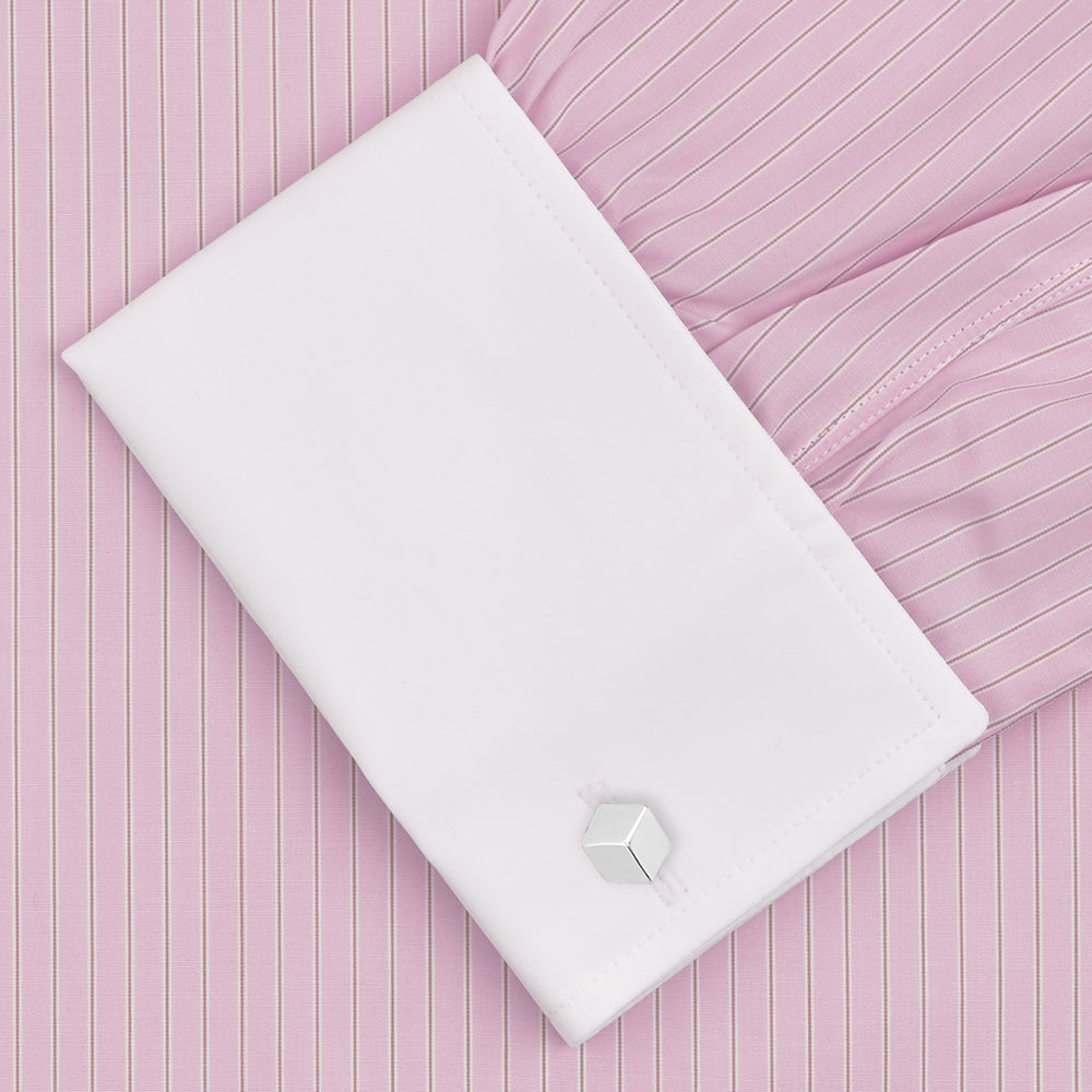 Pink and White Stripe Shirt with Contrast T&A Collar and Double Cuffs