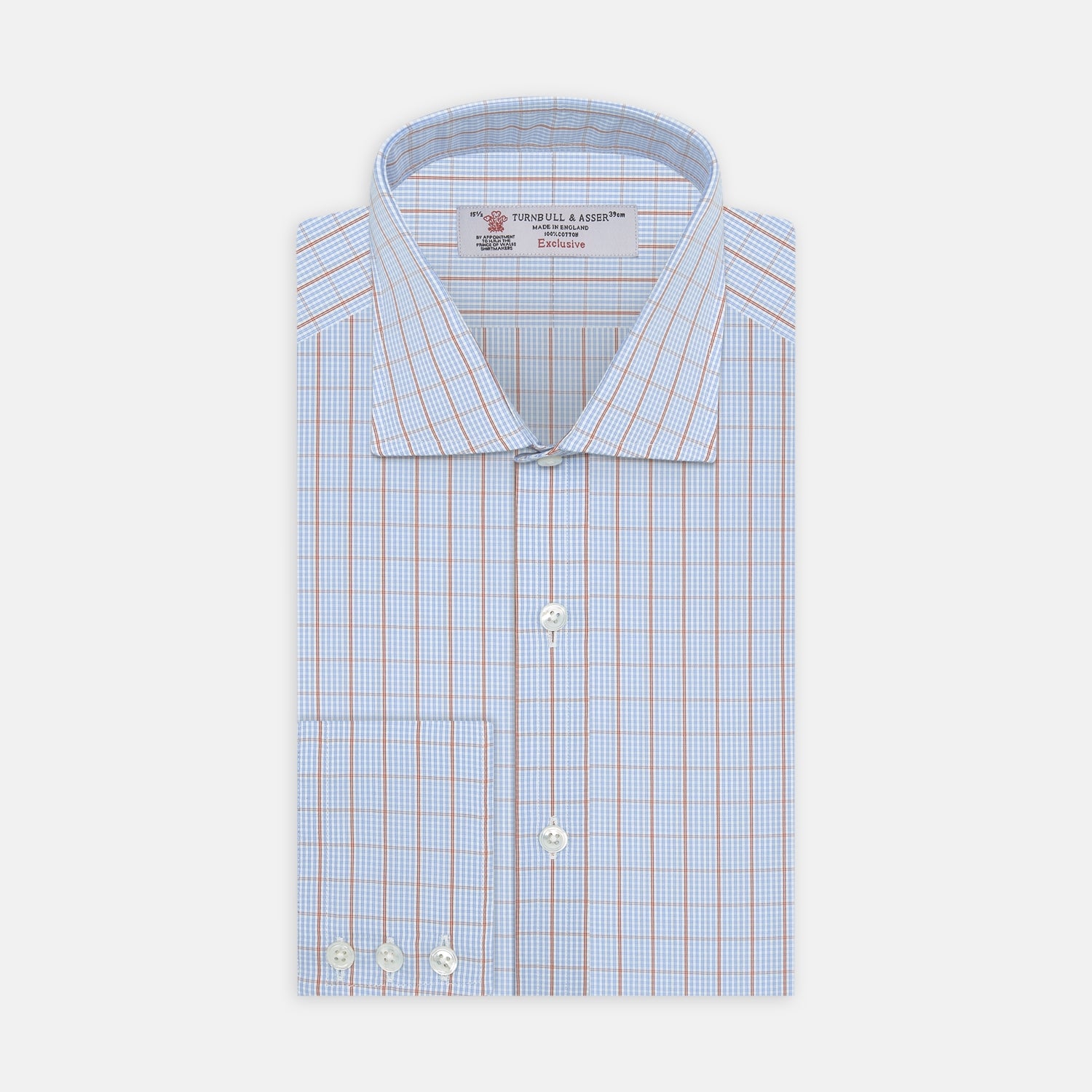 Sky Blue and Pink Pin Check Shirt with Regent Collar and 3-Button Cuffs