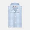 Sky Blue and Turquoise Pin Check Shirt with Regent Collar and 3-Button Cuffs