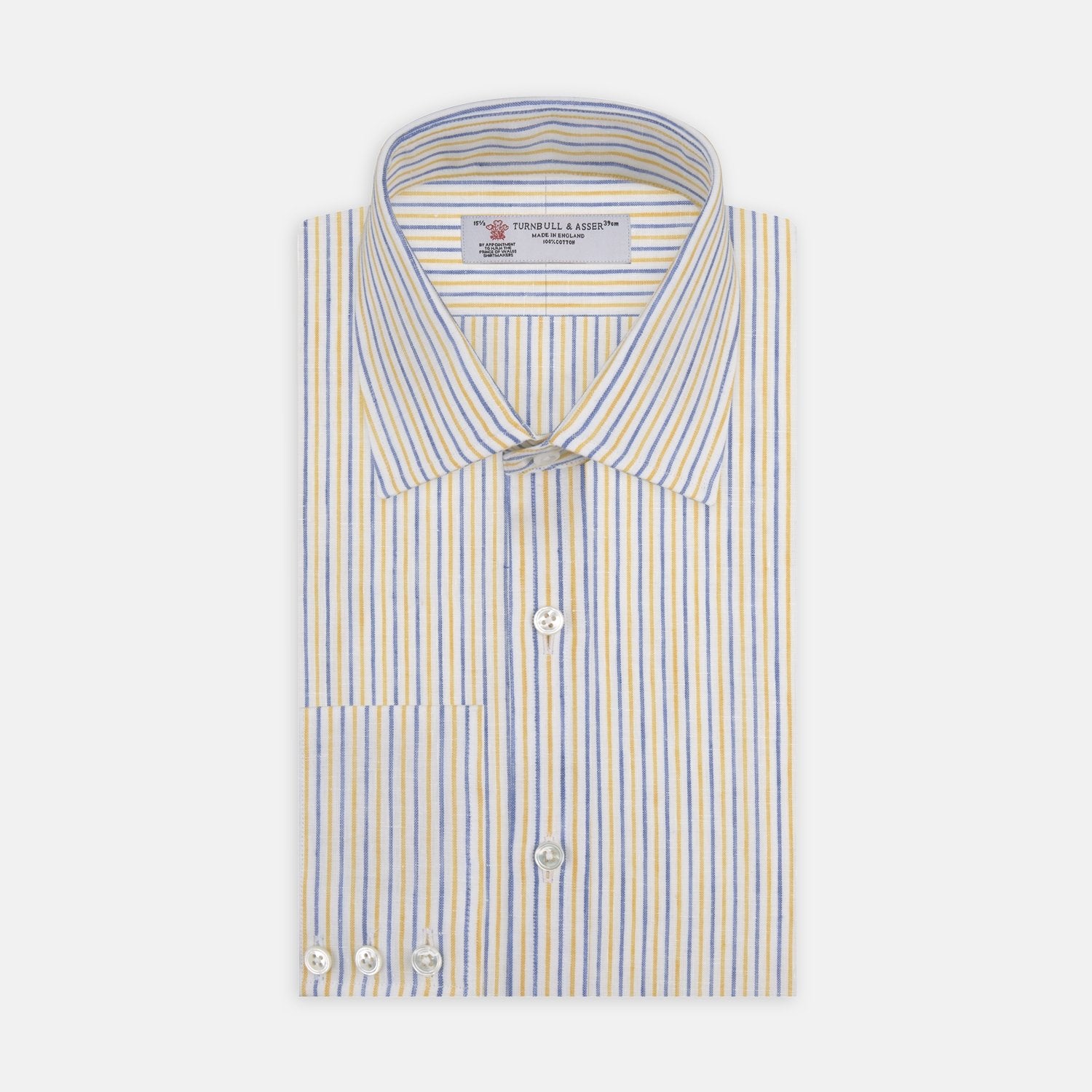 View 2 of product Yellow and Blue Ticking Stripe Linen Fabric