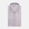 View 1 of product Red and Blue Ticking Stripe Linen Shirt with POW Collar and 3-Button Cuffs