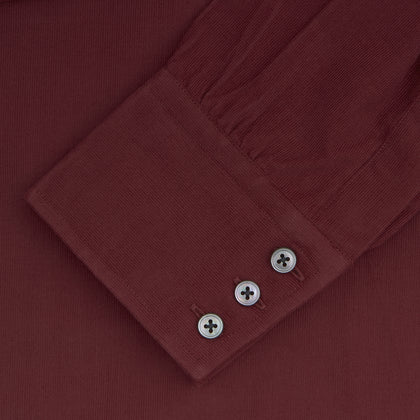 Burgundy Corduroy Cotton Shirt with Cambridge Collar and 3-Button Cuffs Image 1