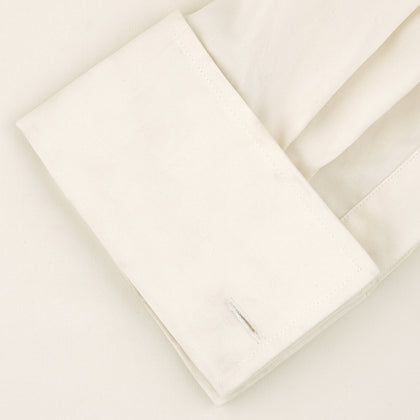 Tailored Fit Cream Pleated Front Silk Dress Shirt with T&A Collar and Double Cuffs Image 5