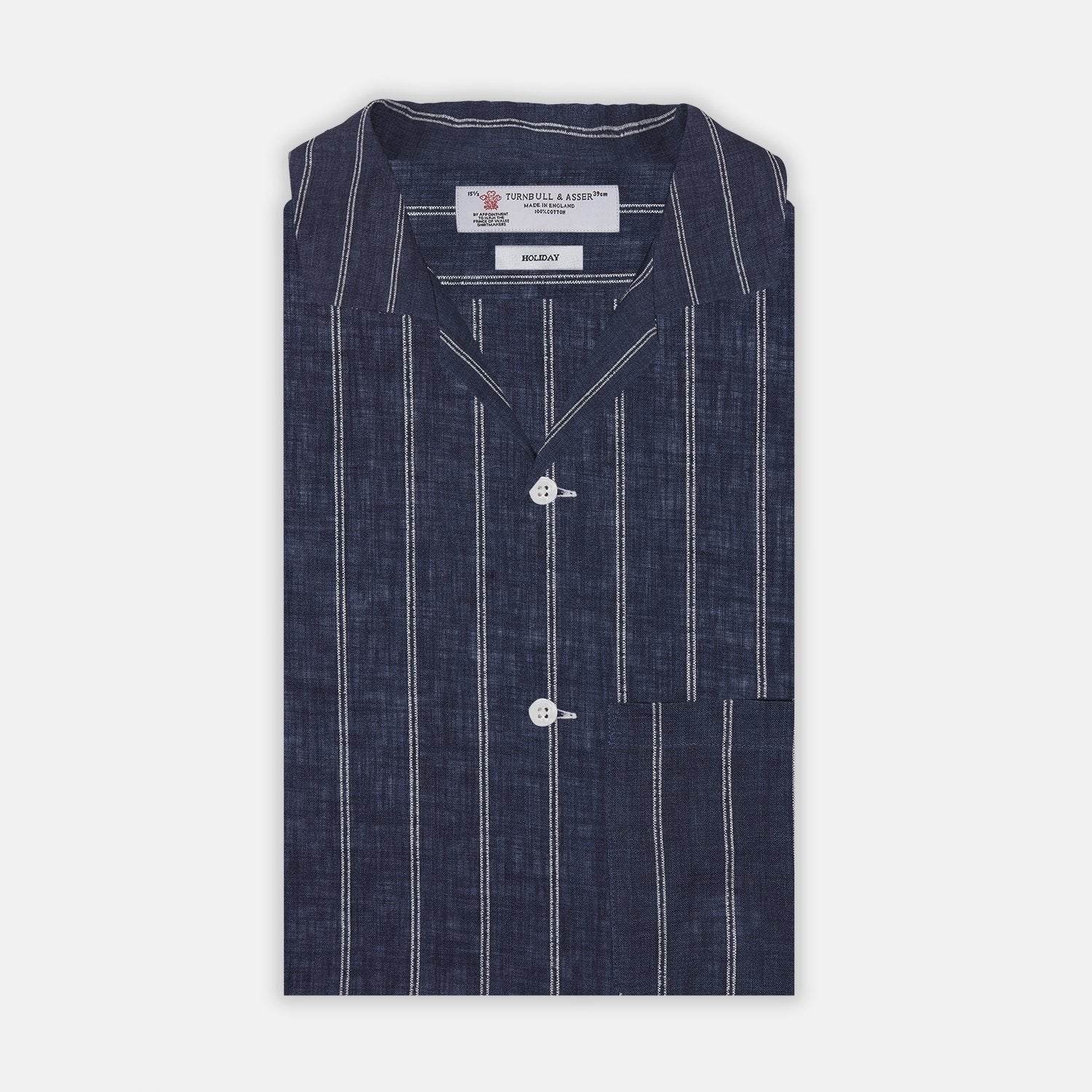 View 1 of product Holiday Fit Stripe Linen Short Sleeve Shirt with Revere Collar