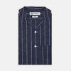 Holiday Fit Stripe Linen Short Sleeve Shirt with Revere Collar