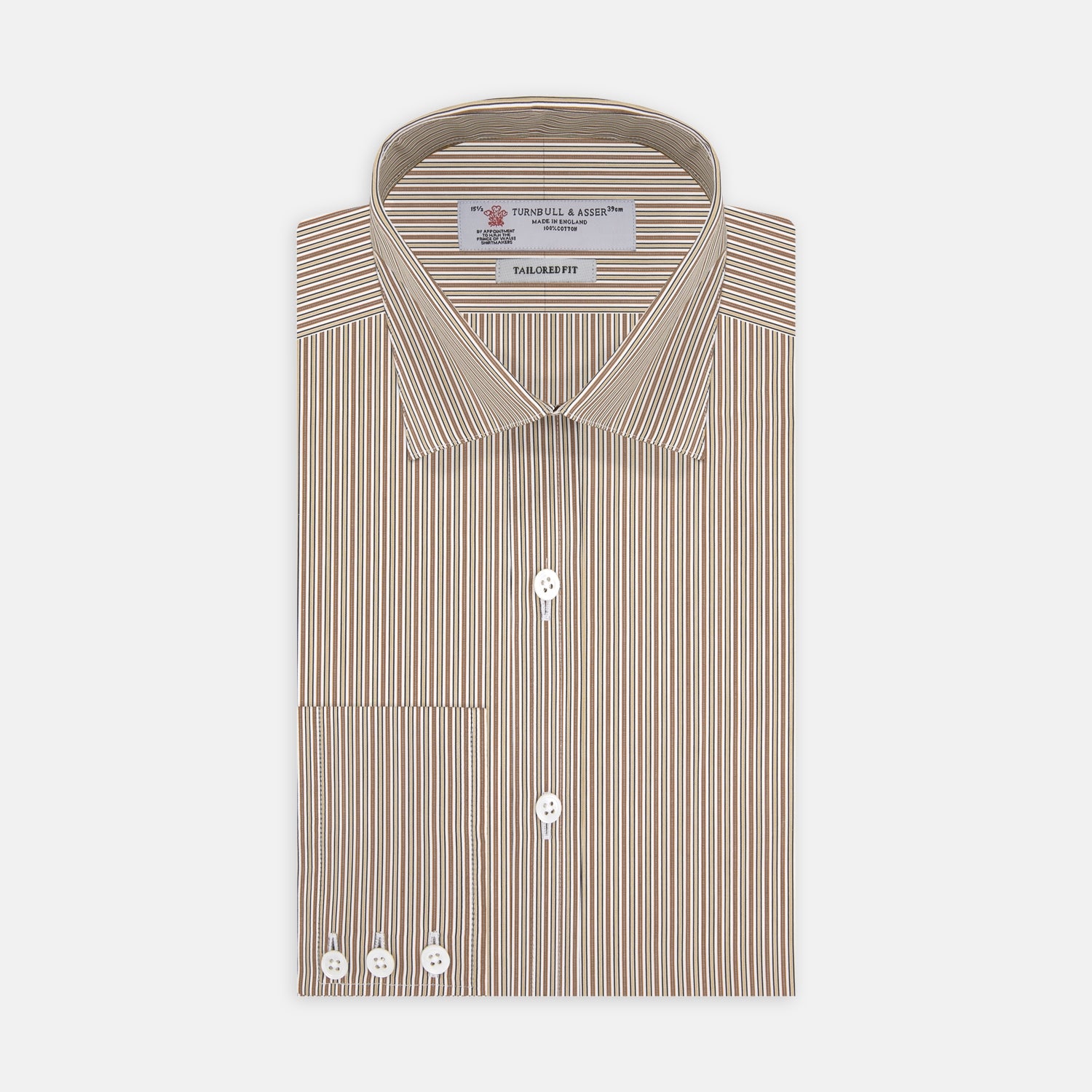 Tailored Fit Brown Fine Stripe Shirt With Bury Collar And 3-button Cuffs Turnbull & Asser Men's High Quality Mtm Shirt - 16.5 Tailored Fit Brown Fine Stripe Shirt With Bury Collar And 3-button Cuffs Turnbull & Asser Men's High Quality Mtm Shirt - 16.5