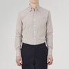 View 2 of product Tailored Fit Brown Fine Stripe Shirt with Bury Collar and 3-Button Cuffs