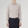 Tailored Fit Brown Fine Stripe Shirt with Bury Collar and 3-Button Cuffs