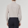 View 3 of product Tailored Fit Brown Fine Stripe Shirt with Bury Collar and 3-Button Cuffs