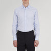View 2 of product Tailored Fit Light Blue and White Pinstripe Shirt with Bury Collar and 3-Button Cuffs