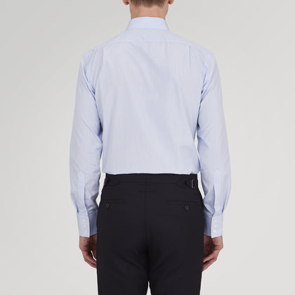 Tailored Fit Light Blue and White Pinstripe Shirt with Bury Collar and 3-Button Cuffs Image 2