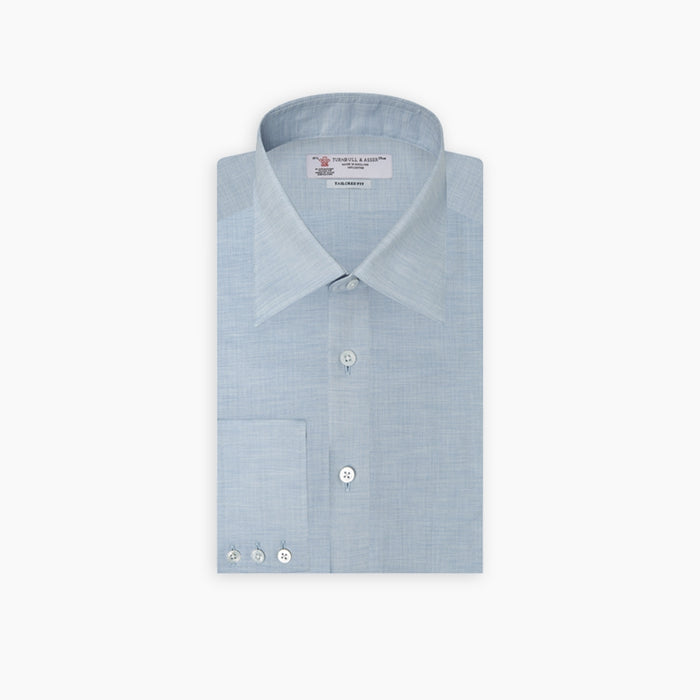Tailored Fit Light Blue Flannel Shirt with Bury Collar and 3-Button Cuffs Image 5