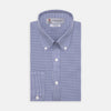 View 1 of product Weekend Fit Blue Puppytooth Shirt with Dorset Collar and 1-Button Cuffs