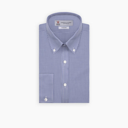 Weekend Fit Blue Puppytooth Shirt with Dorset Collar and 1-Button Cuffs Image 2