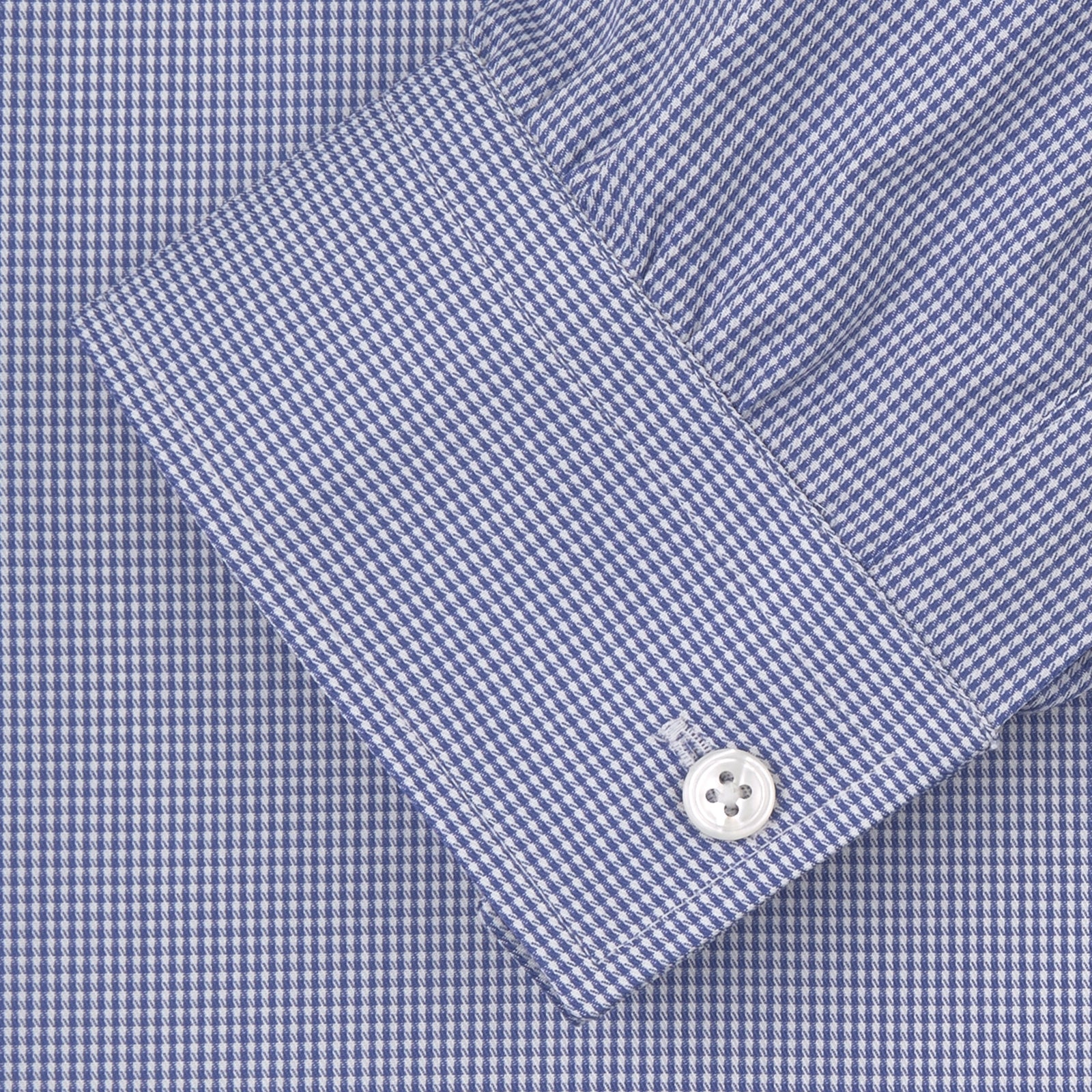 View 2 of product Weekend Fit Blue Puppytooth Shirt with Dorset Collar and 1-Button Cuffs