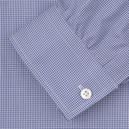 Weekend Fit Blue Puppytooth Shirt with Dorset Collar and 1-Button Cuffs Image 1