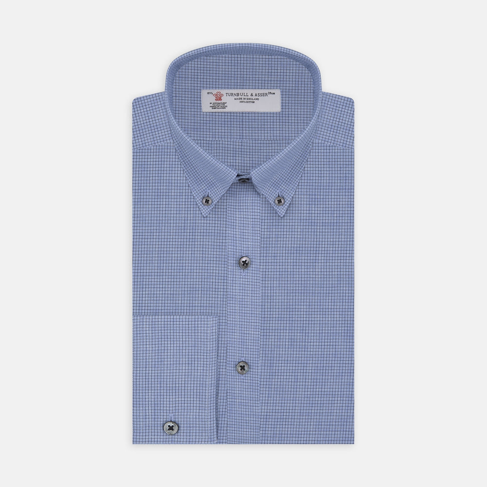 Weekend Fit Blue Cashmerello Light Shirt with Dorset Collar and 1-Button Cuffs