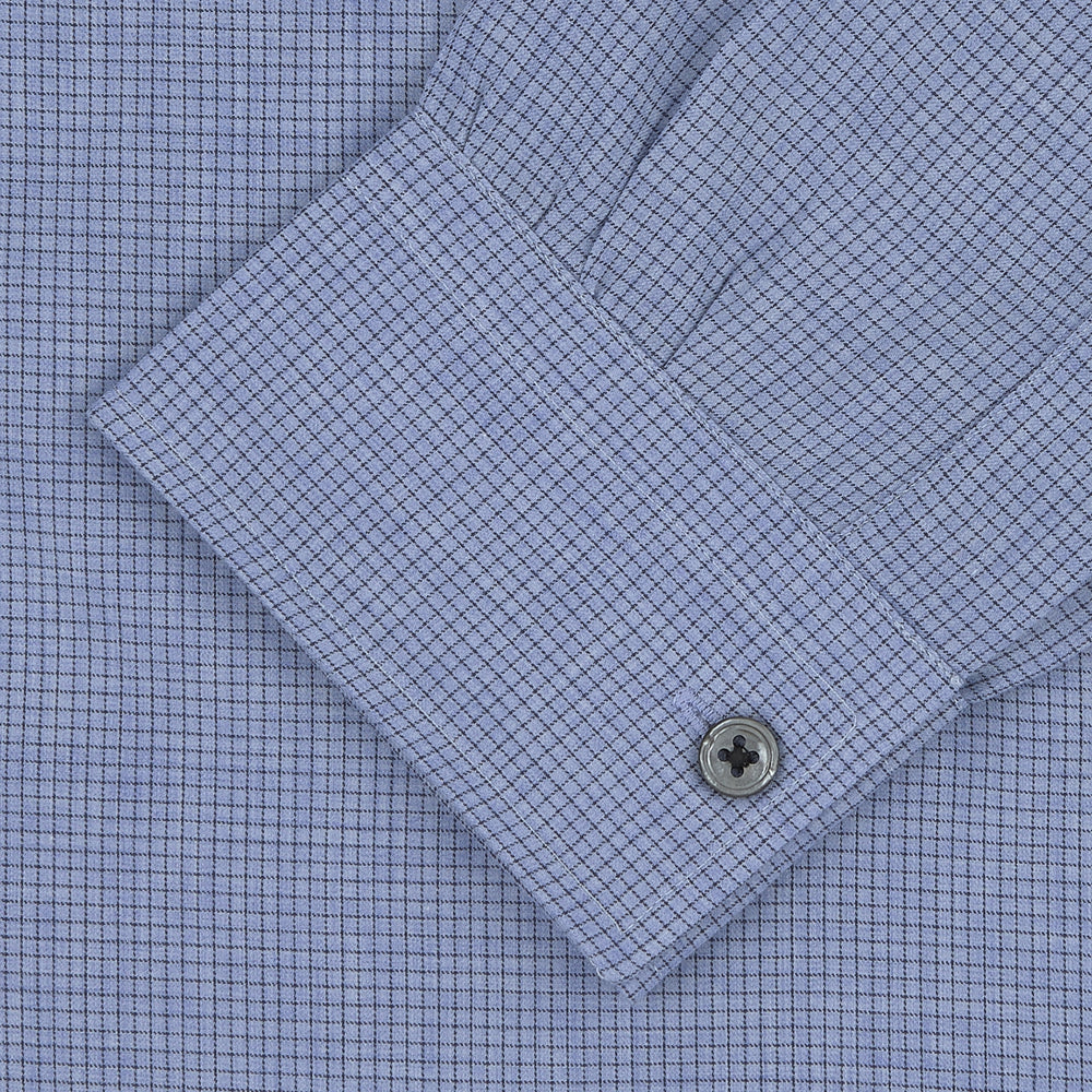 Weekend Fit Blue Cashmerello Light Shirt with Dorset Collar and 1-Button Cuffs