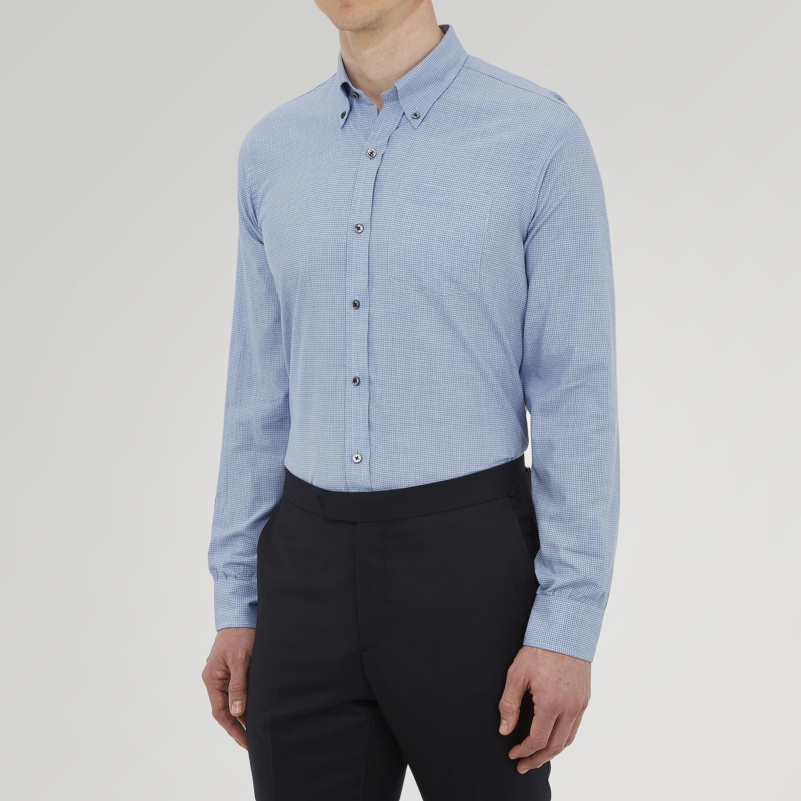 Weekend Fit Blue Cashmerello Light Shirt with Dorset Collar and 1-Button Cuffs