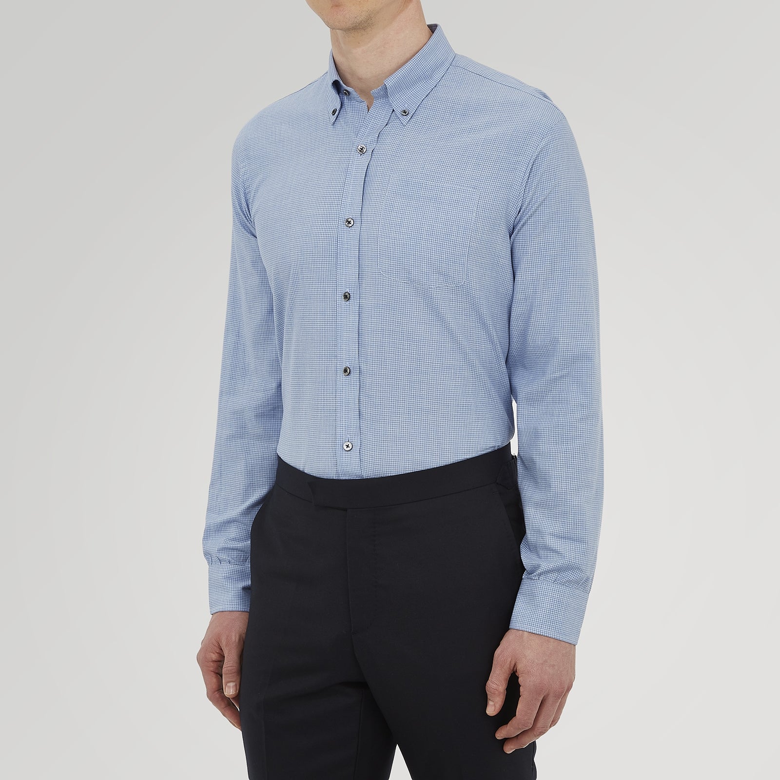 View 2 of product Weekend Fit Blue Cashmerello Light Shirt with Dorset Collar and 1-Button Cuffs