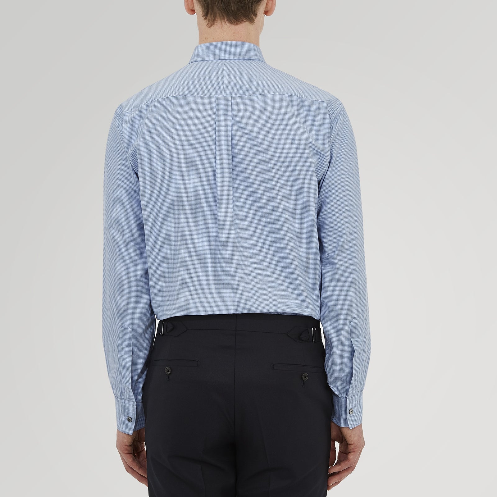 View 3 of product Weekend Fit Blue Cashmerello Light Shirt with Dorset Collar and 1-Button Cuffs