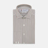 View 1 of product Tailored Fit Pink and Grey Drawing Stripe Shirt with Kent Collar and 2-Button Cuffs