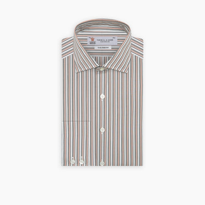 Tailored Fit Pink and Grey Drawing Stripe Shirt with Kent Collar and 2-Button Cuffs Image 2