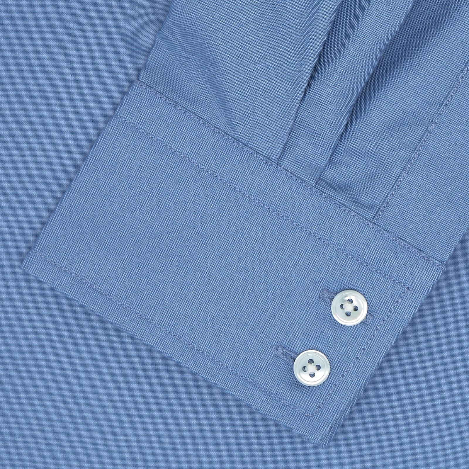 Tailored Fit Deep Blue Cotton Shirt with Kent Collar and 2-Button Cuffs