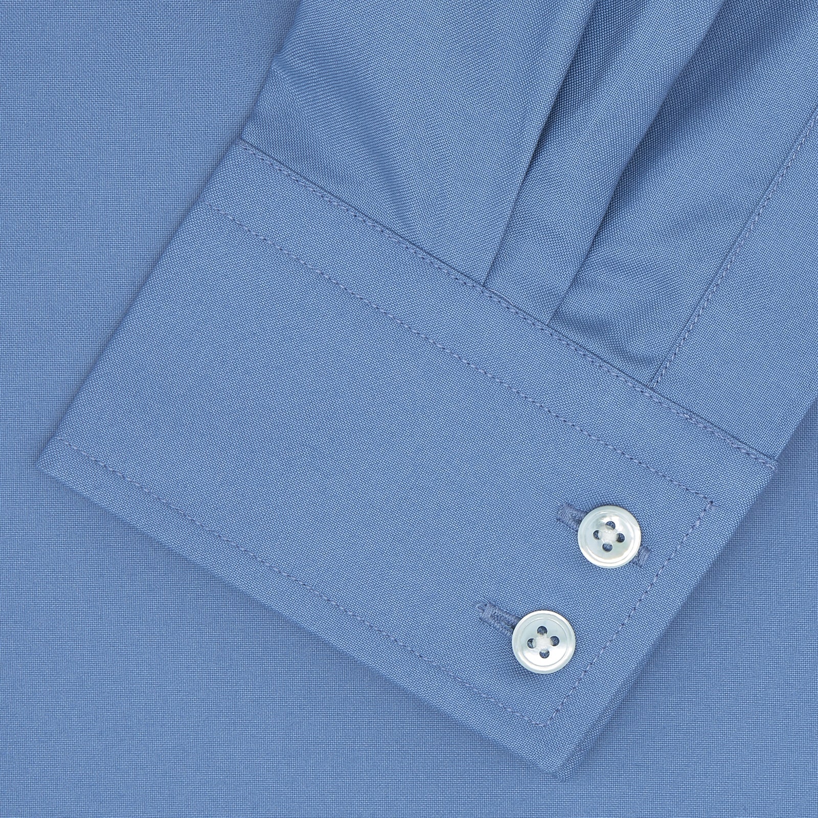 View 2 of product Tailored Fit Deep Blue Cotton Shirt with Kent Collar and 2-Button Cuffs