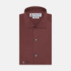 View 1 of product Tailored Fit Burgundy Cotton Shirt with Kent Collar and 2-Button Cuffs