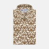 View 1 of product Tailored Fit Cream Jagger Print Silk Shirt with Kent Collar and 2-Button Cuffs