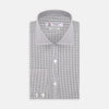 Tailored Fit Grey and White Small Check Shirt with Kent Collar and 2-Button Cuffs