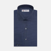 View 1 of product Tailored Fit Navy Check Flannel Shirt with Kent Collar and 2-Button Cuffs