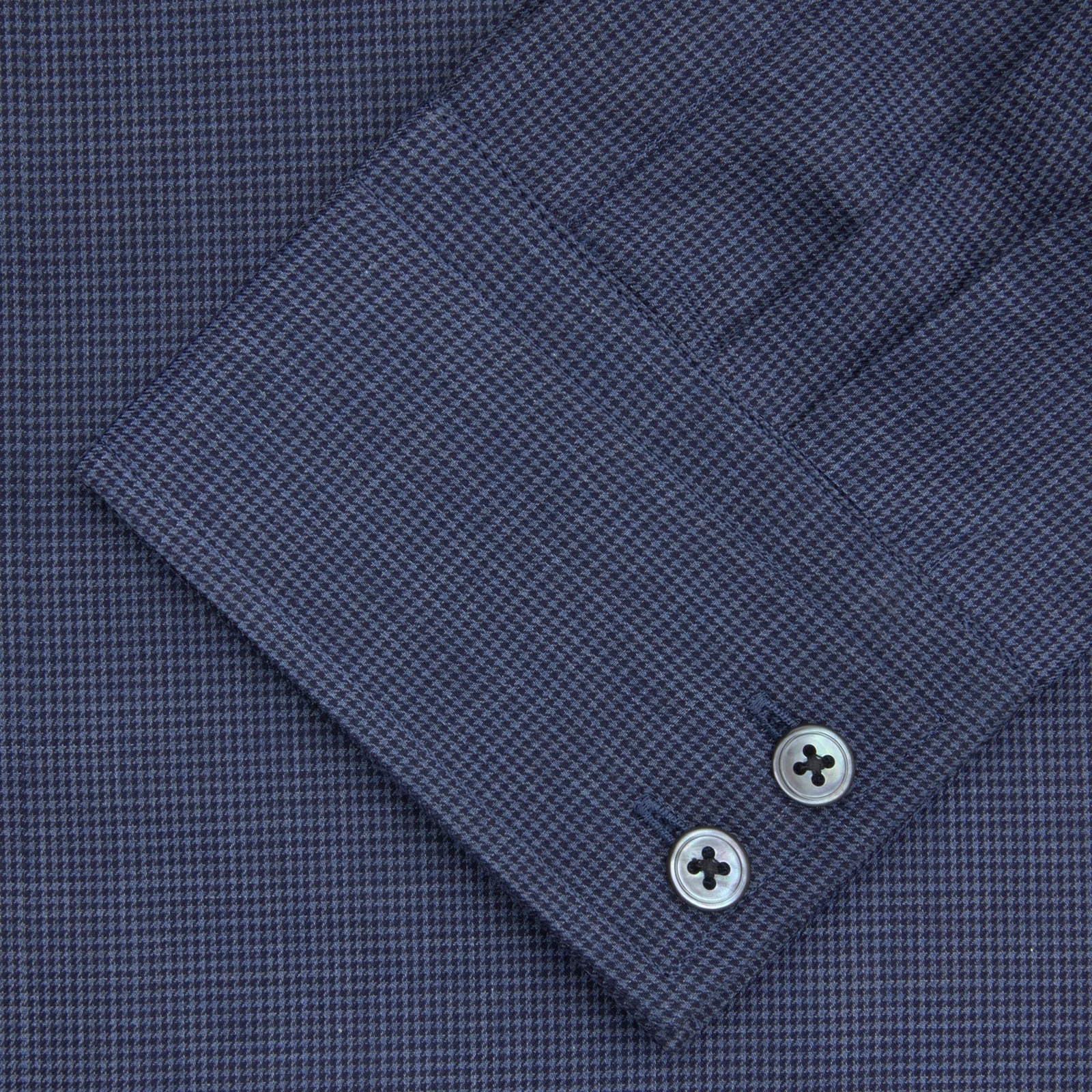 View 2 of product Tailored Fit Navy Check Flannel Shirt with Kent Collar and 2-Button Cuffs