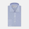 View 1 of product Blue Hairline Stripe Tailored Fit Shirt with Kent Collar and Double Cuffs