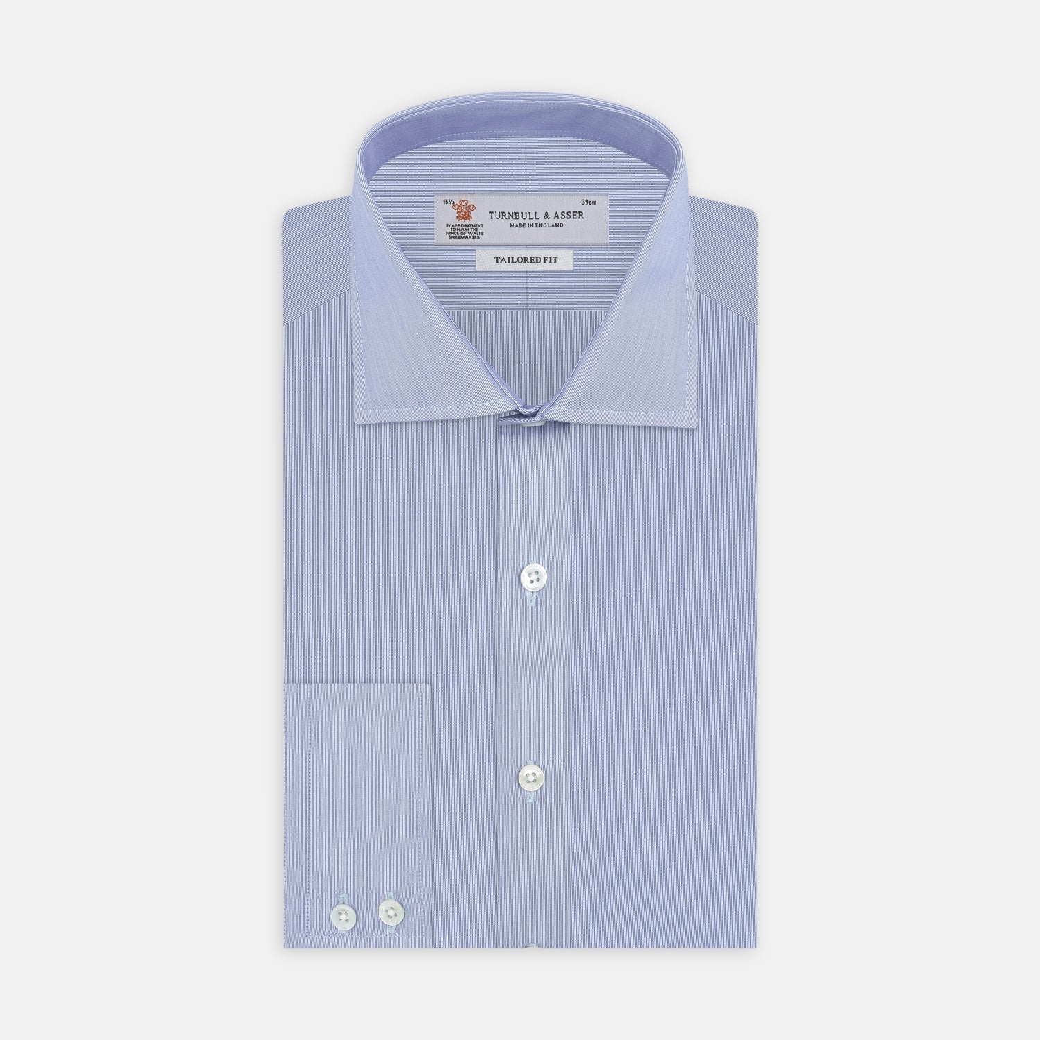 Blue Hairline Stripe Tailored Fit Shirt with Kent Collar and Double Cuffs