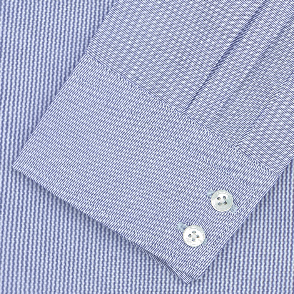 Blue Hairline Stripe Tailored Fit Shirt with Kent Collar and Double Cuffs