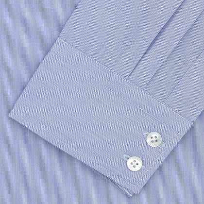 Blue Hairline Stripe Tailored Fit Shirt with Kent Collar and Double Cuffs Image 1
