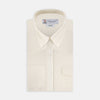 View 1 of product Weekend Fit Cream Herringbone Western Shirt with Norfolk Collar and Button Cuffs