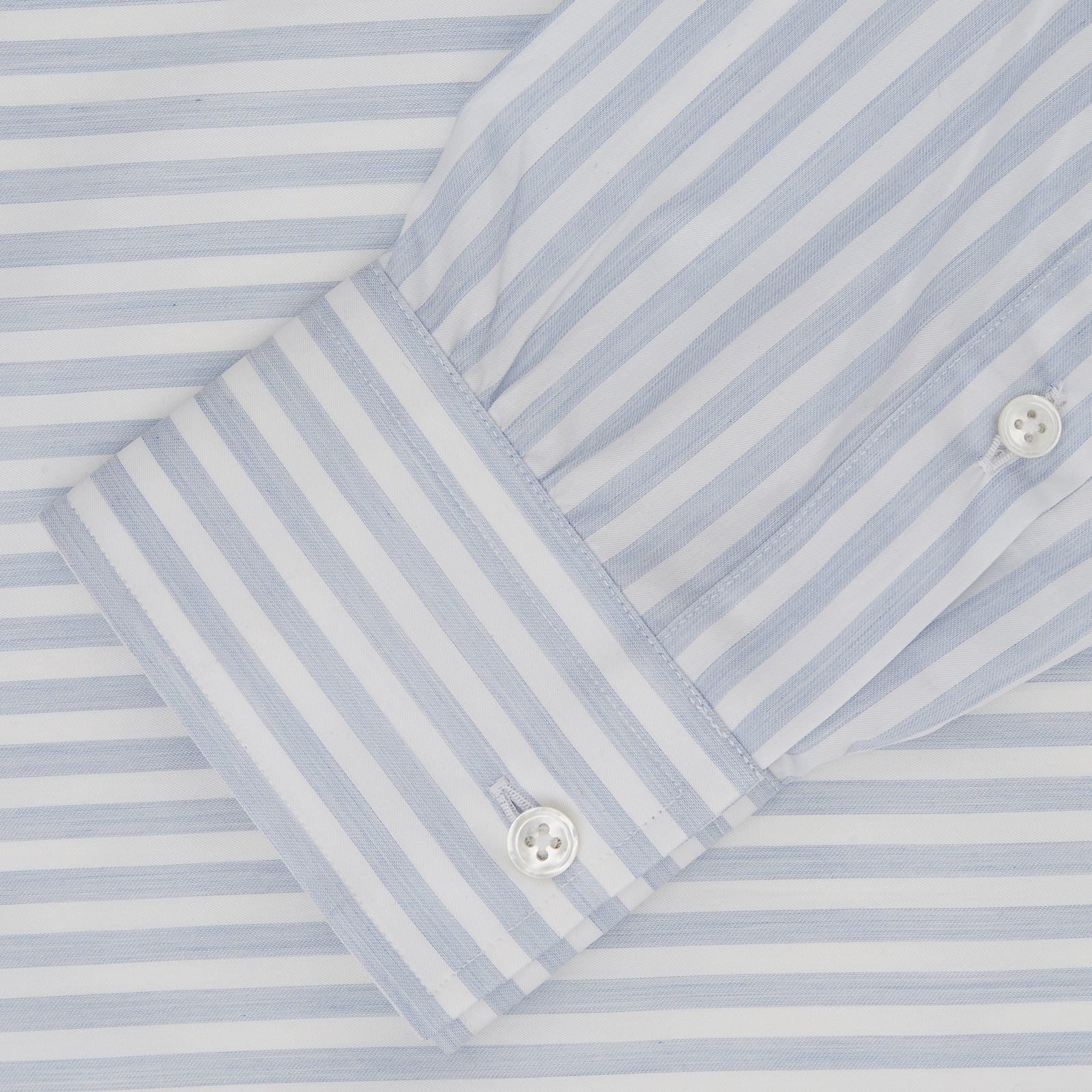 View 2 of product Weekend Fit Blue Stripe Cotton Shirt with Dorset Collar and 1-Button Cuffs