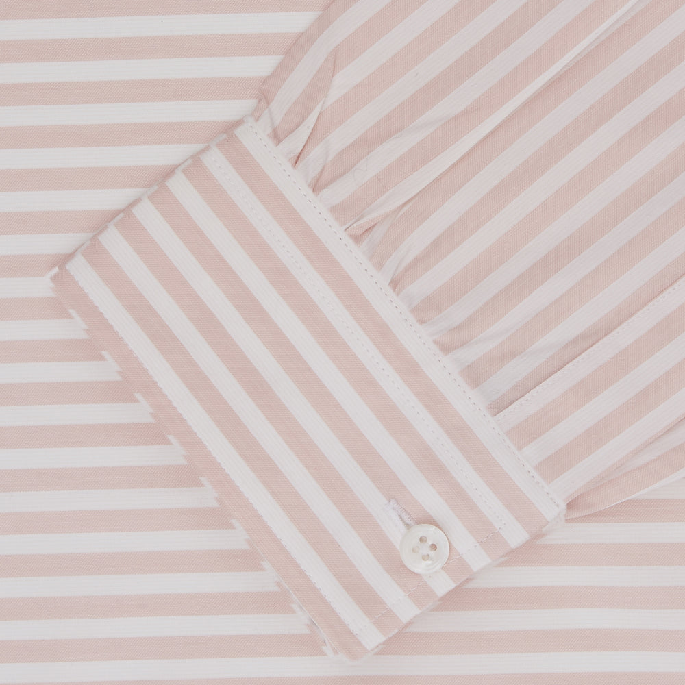 Weekend Fit Pink Stripe Cotton Shirt with Dorset Collar and 1-Button Cuffs