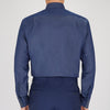 Dark Blue Denim-Cashmere Dress Shirt with T&A Collar and 3-Button Cuffs