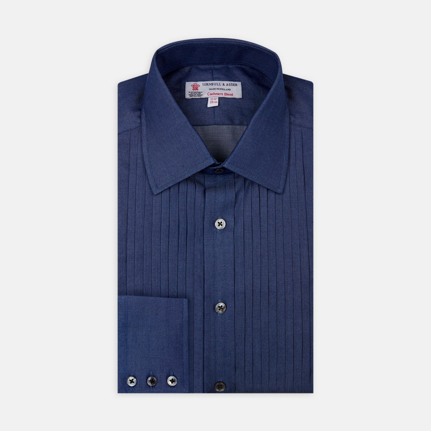 View 1 of product Dark Blue Denim-Cashmere Dress Shirt with T&A Collar and 3-Button Cuffs