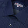 Dark Blue Denim-Cashmere Dress Shirt with T&A Collar and 3-Button Cuffs