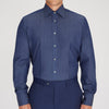 View 2 of product Dark Blue Denim-Cashmere Dress Shirt with T&A Collar and 3-Button Cuffs