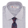 Navy and White Multi Check Sea Island Quality Cotton Shirt with Classic T&A Collar
